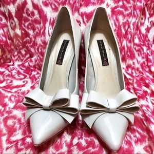 Steven || VINTAGE Grey Patent Bow Stilettos
